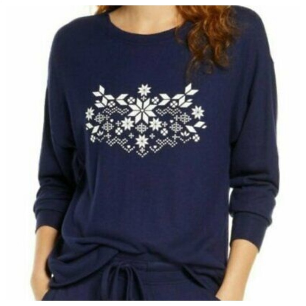 Bp. Navy Snowflake Fairisle Sweater Small